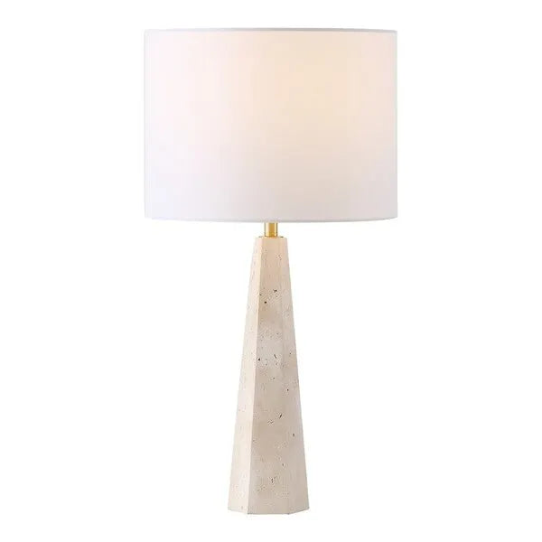 Gabryanna Travertine Table Lamp in White with Dimmer Switch