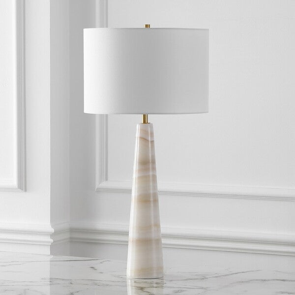 Ismeralda Jade Stone Table Lamp in Off White with Dimmer Switch