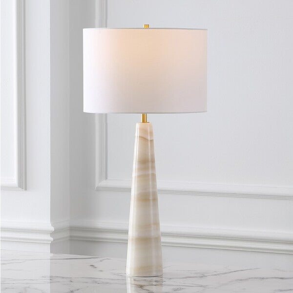 Ismeralda Jade Stone Table Lamp in Off White with Dimmer Switch