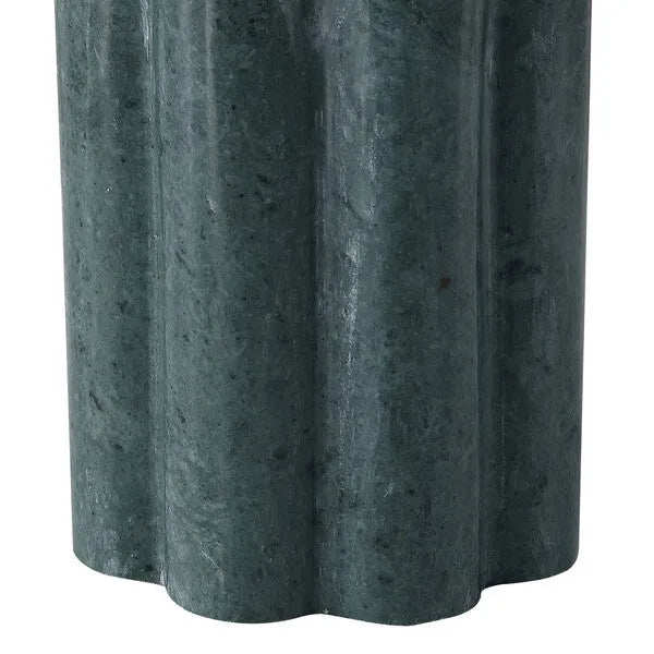 Tolliver Marble Table Lamp in Dark Green/White with Linen Shade