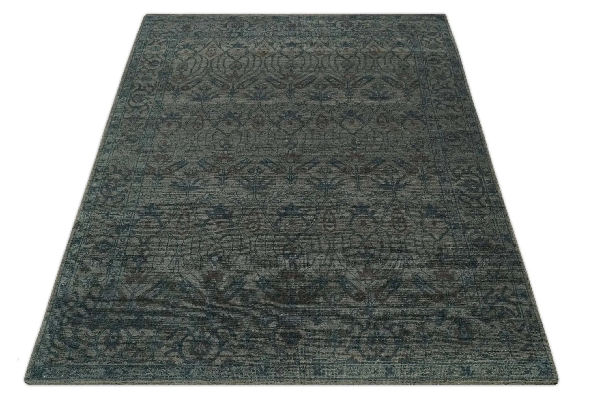 Custom Made Antique Style Gray, Taupe and Gray Traditional Design wool Rug