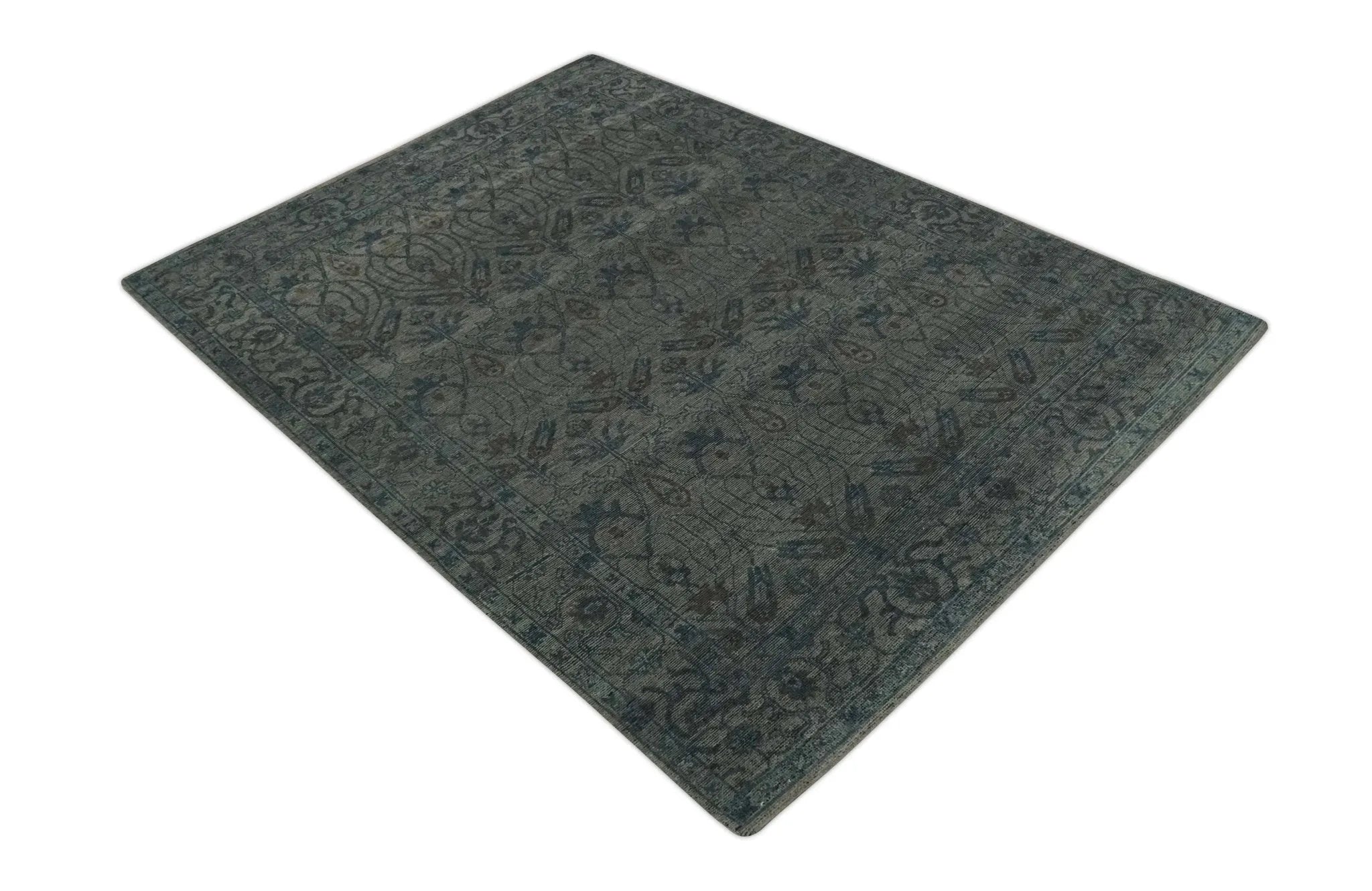 Custom Made Antique Style Gray, Taupe and Gray Traditional Design wool Rug