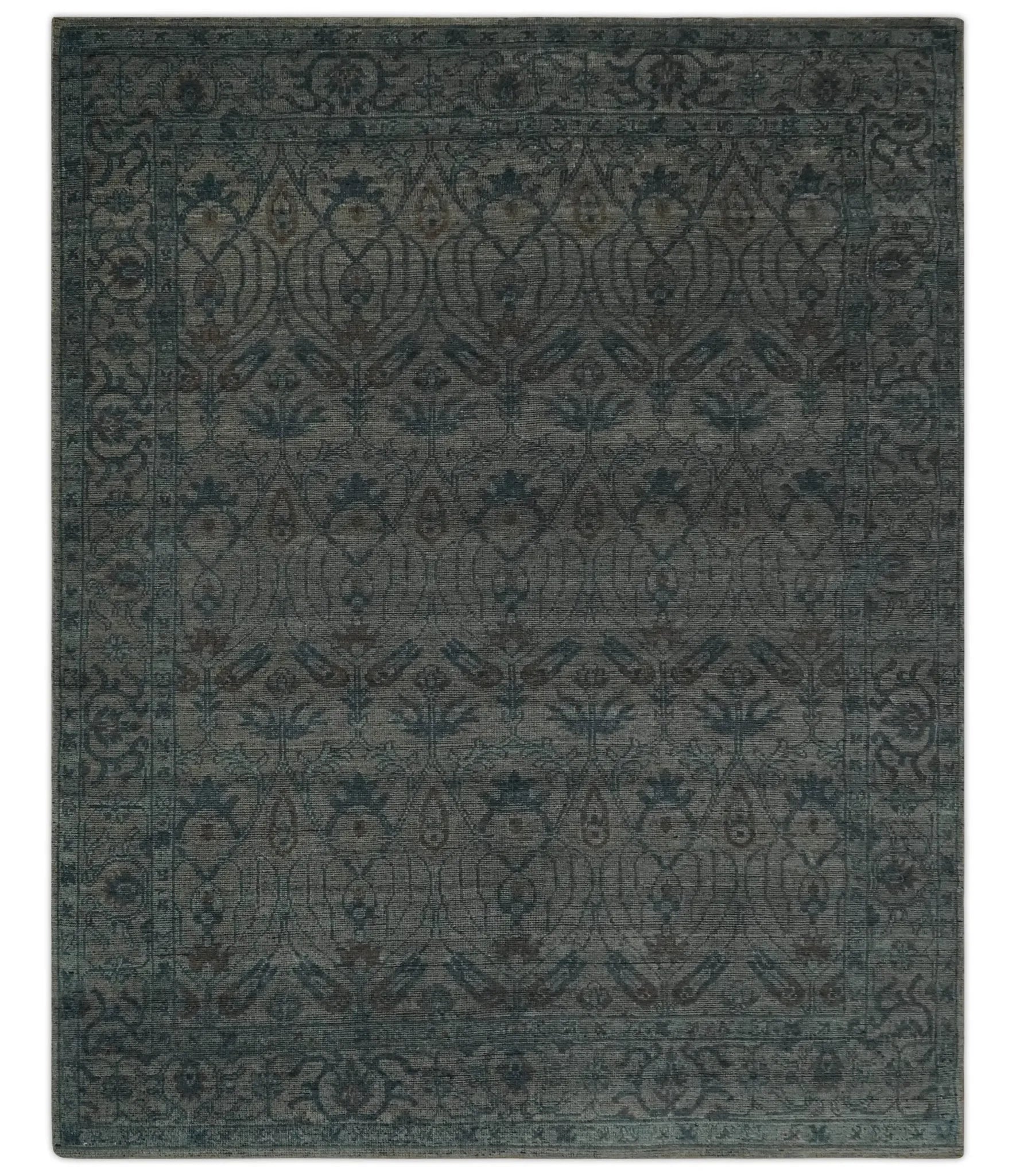 Custom Made Antique Style Gray, Taupe and Gray Traditional Design wool Rug