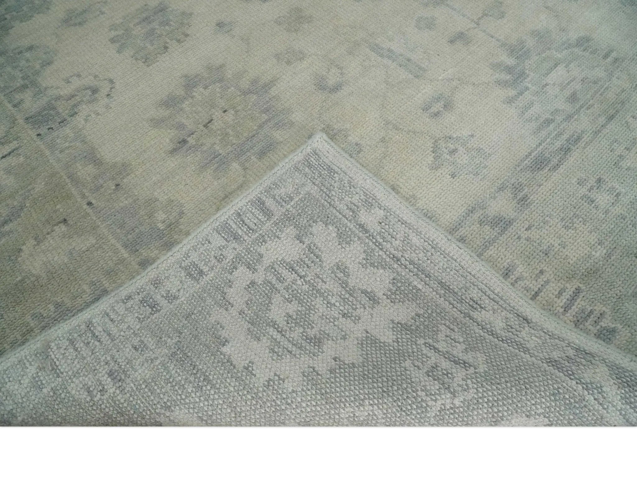 Custom Made Beige and Light Green Hand knotted Traditional Oushak Multi Size wool Area Rug