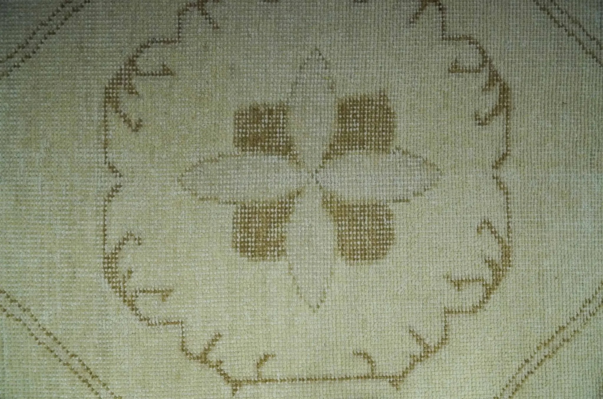 Custom Made Beige and Olive Hand Knotted Traditional wool area rug