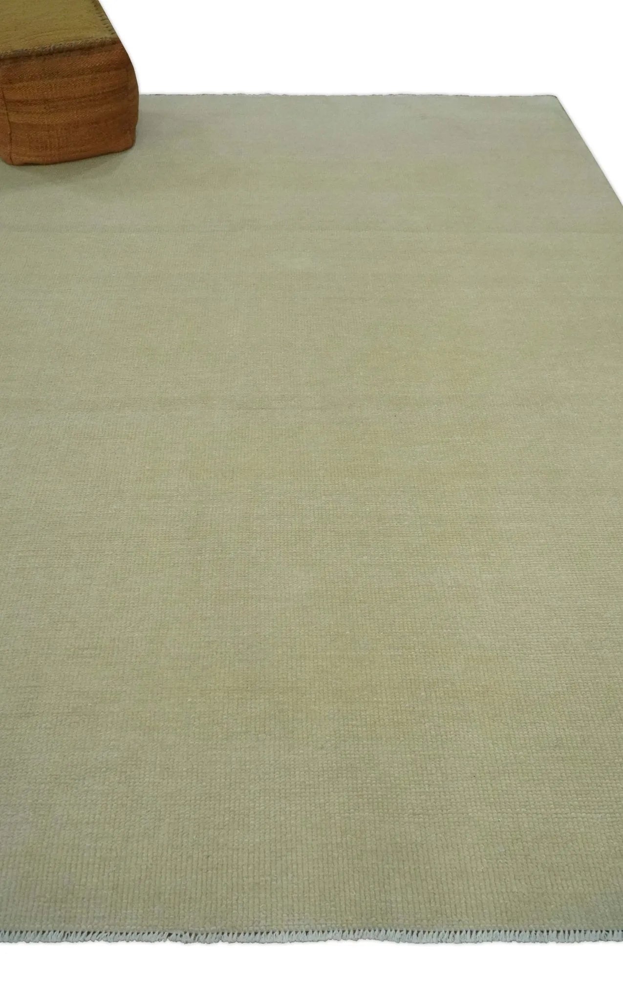 Custom Made Beige Modern Solid Hand knotted wool Area Rug