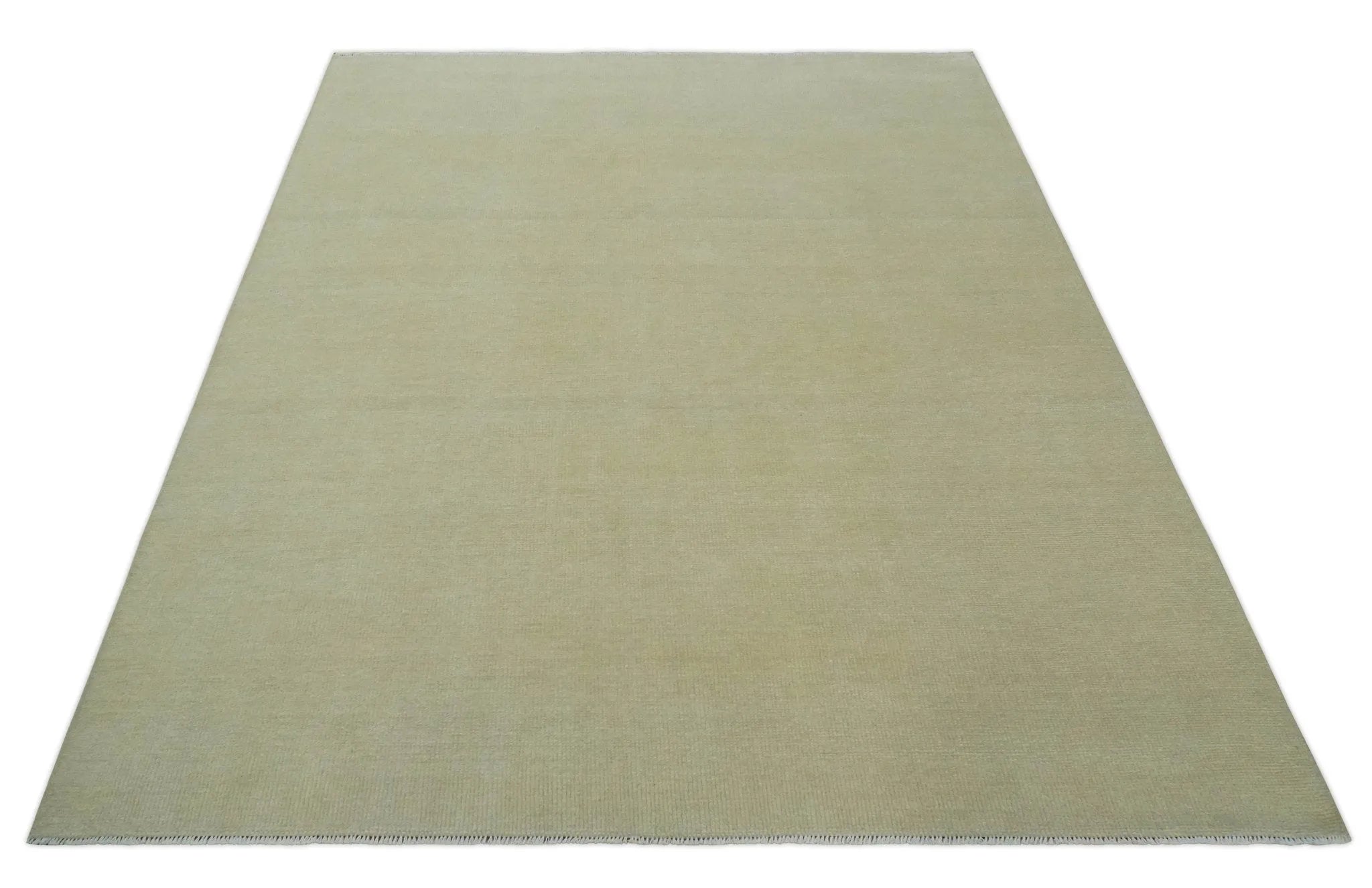 Custom Made Beige Modern Solid Hand knotted wool Area Rug