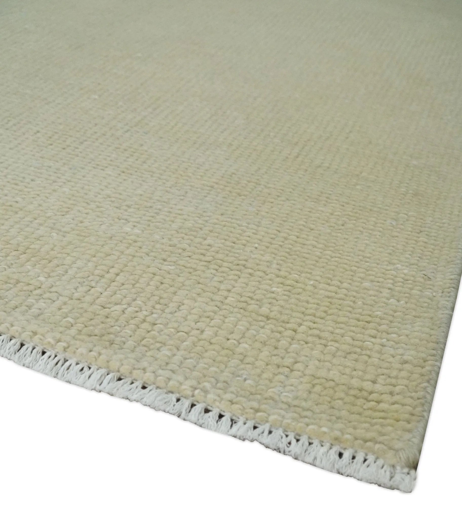 Custom Made Beige Modern Solid Hand knotted wool Area Rug