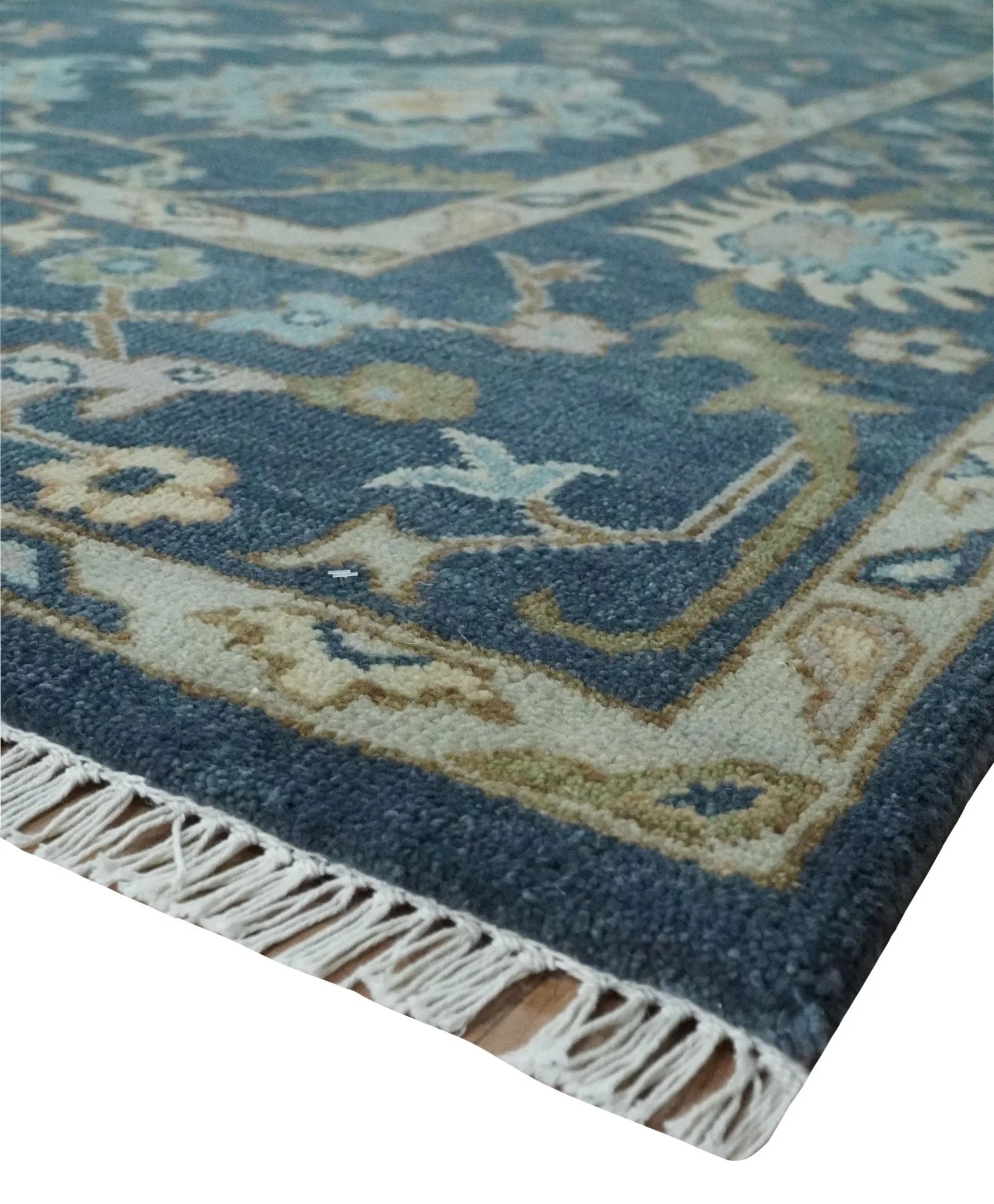 Custom Made Blue Multi size Hand knotted Traditional Oushak Wool Area Rug