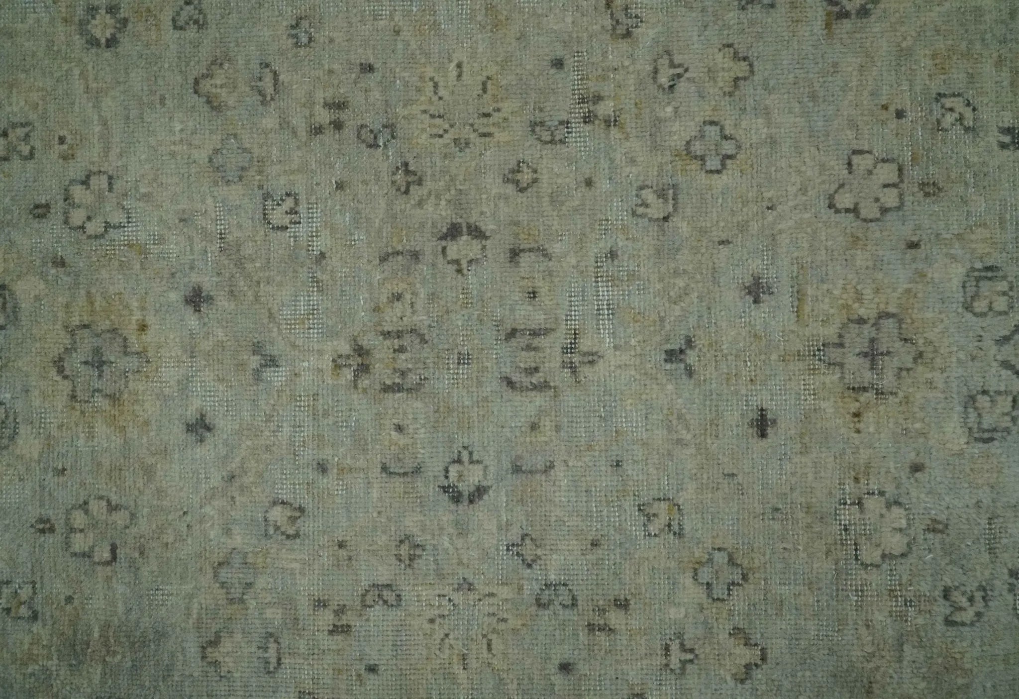 Custom Made Distress Finished Beige, Silver and Charcoal Traditional Wool Rug