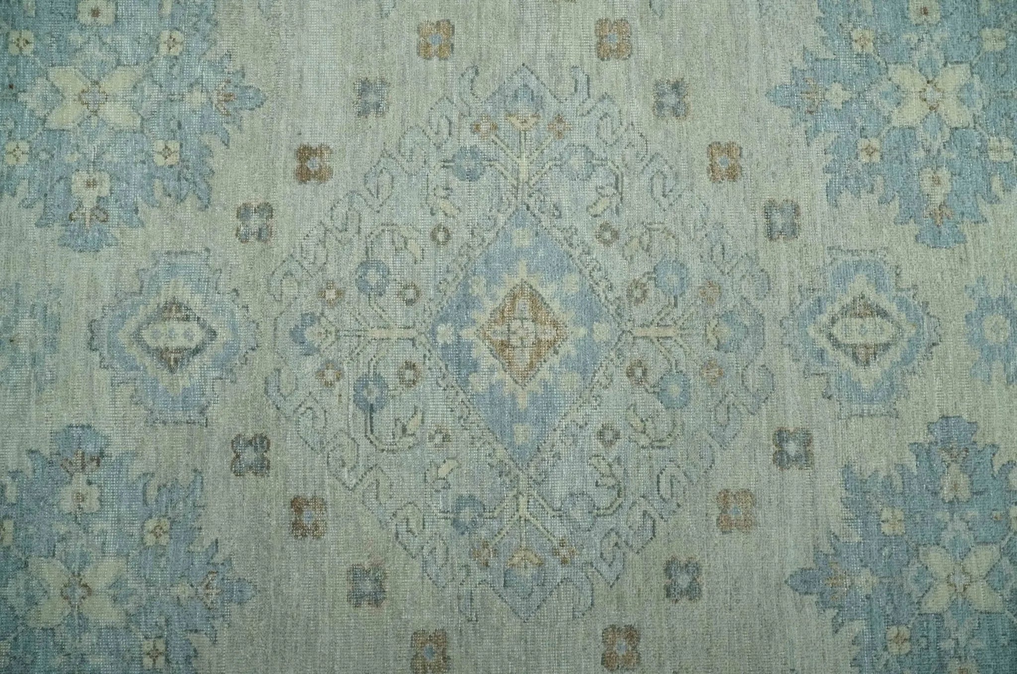 Custom Made Distressed Finished Beige and Gray Traditional mamluk design Low Pile wool Rug