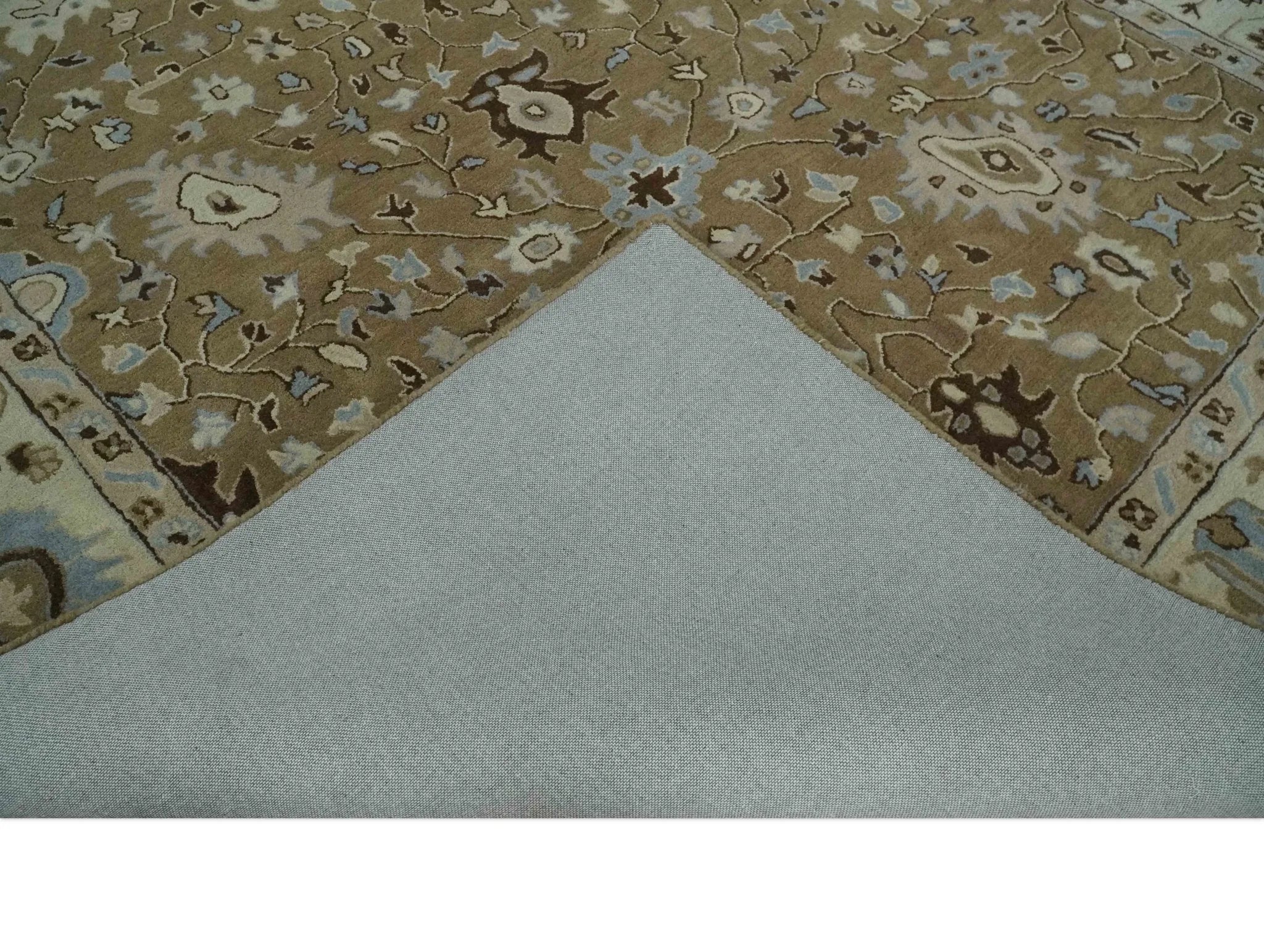 Custom Made Hand Tufted Earthy Camel and Beige Traditional Wool Oushak Rug