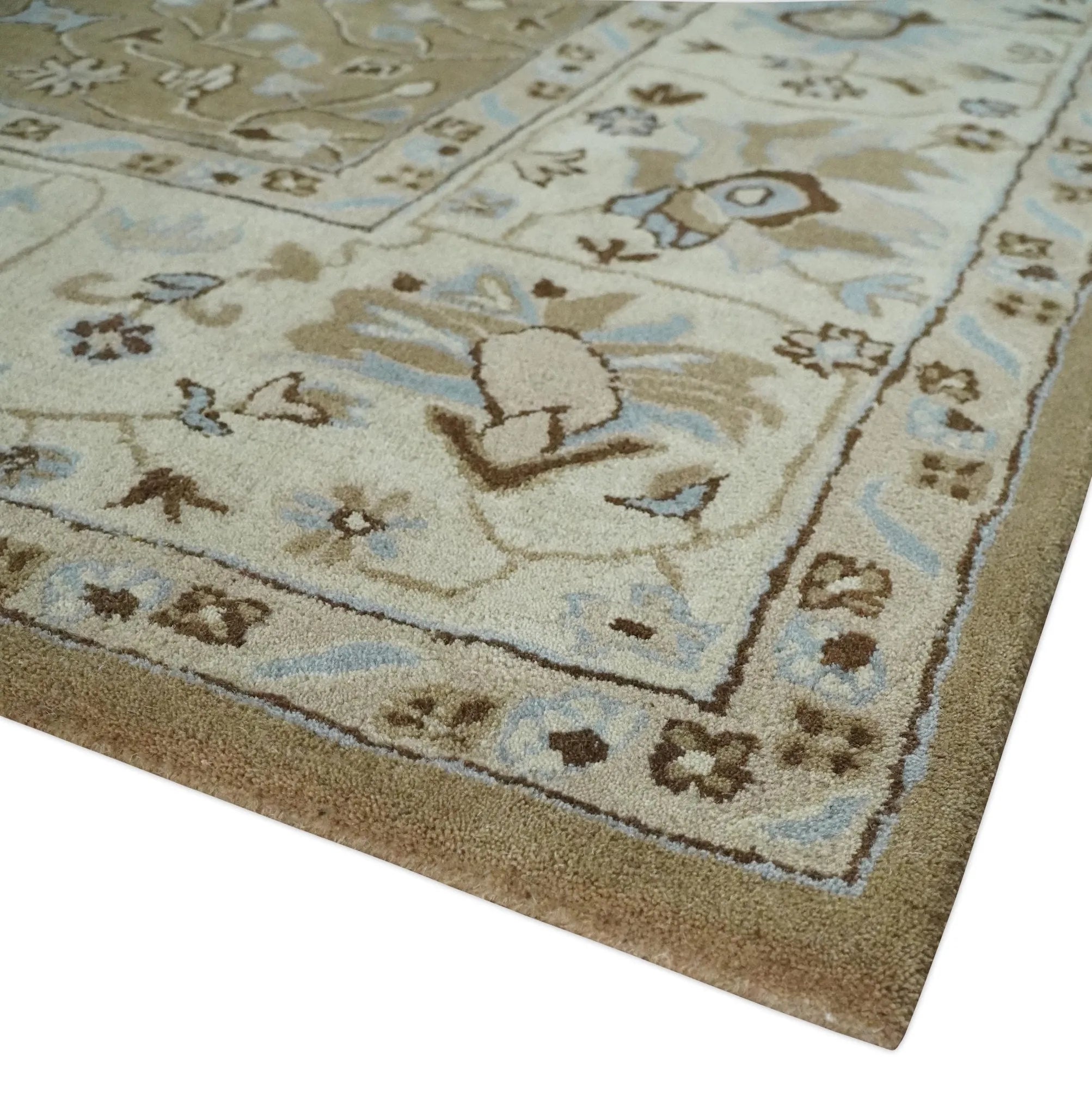 Custom Made Hand Tufted Earthy Camel and Beige Traditional Wool Oushak Rug