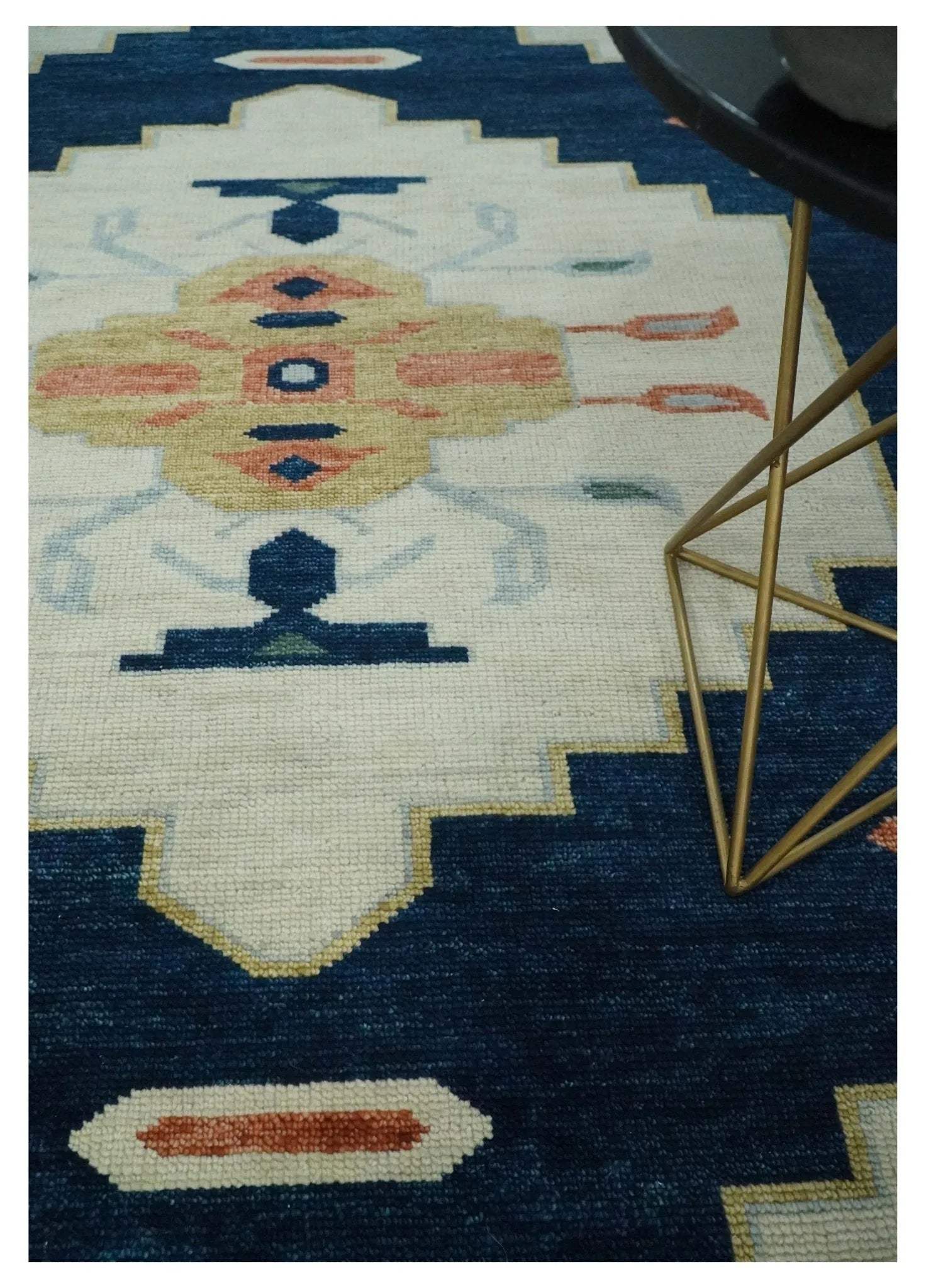 Custom Made Ivory, Beige and Rust Hand Knotted Traditional Heriz Wool Area Rug