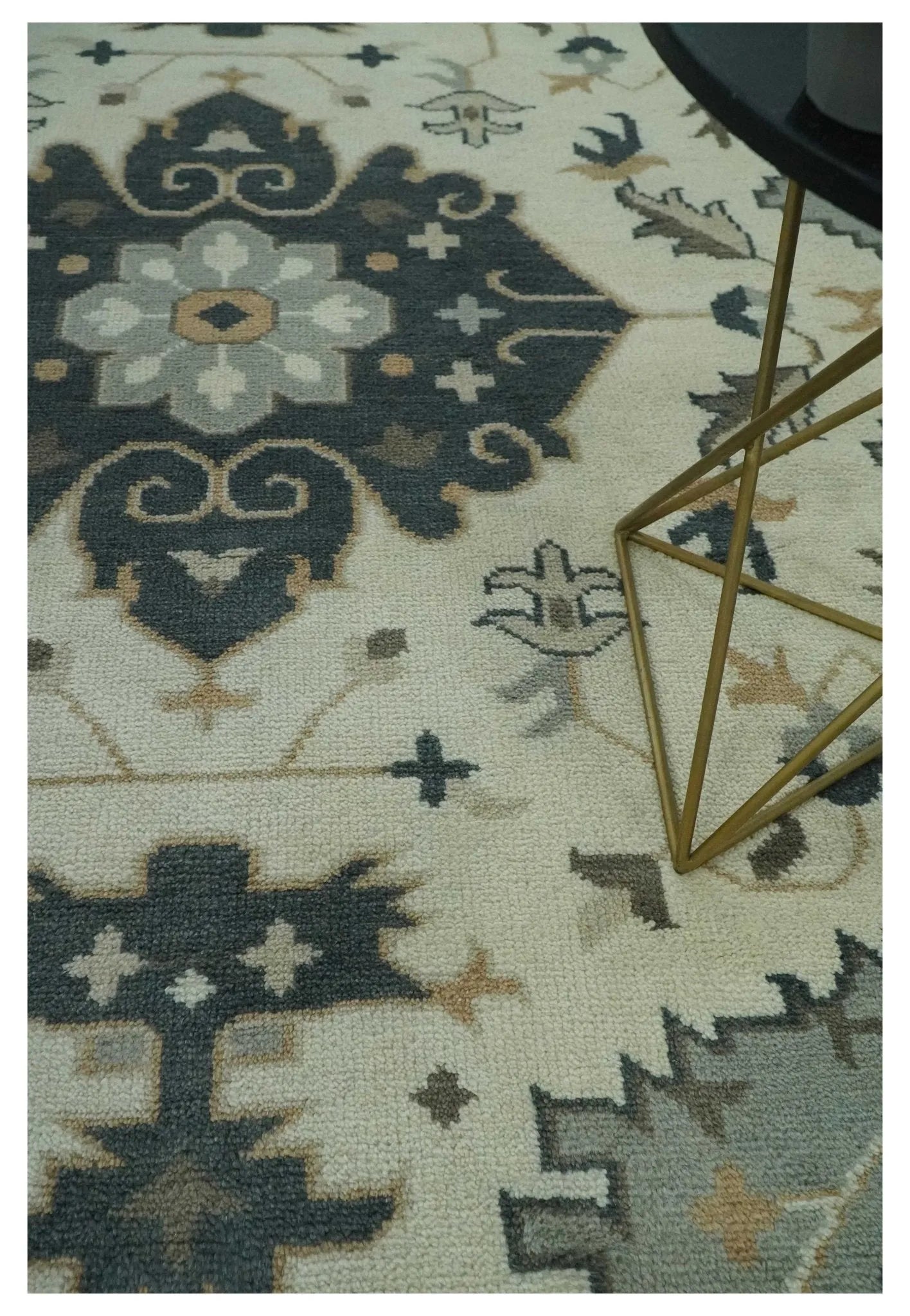 Custom Made Ivory, Gray, Camel and Charcoal Traditional Multi Size Wool Area Rug