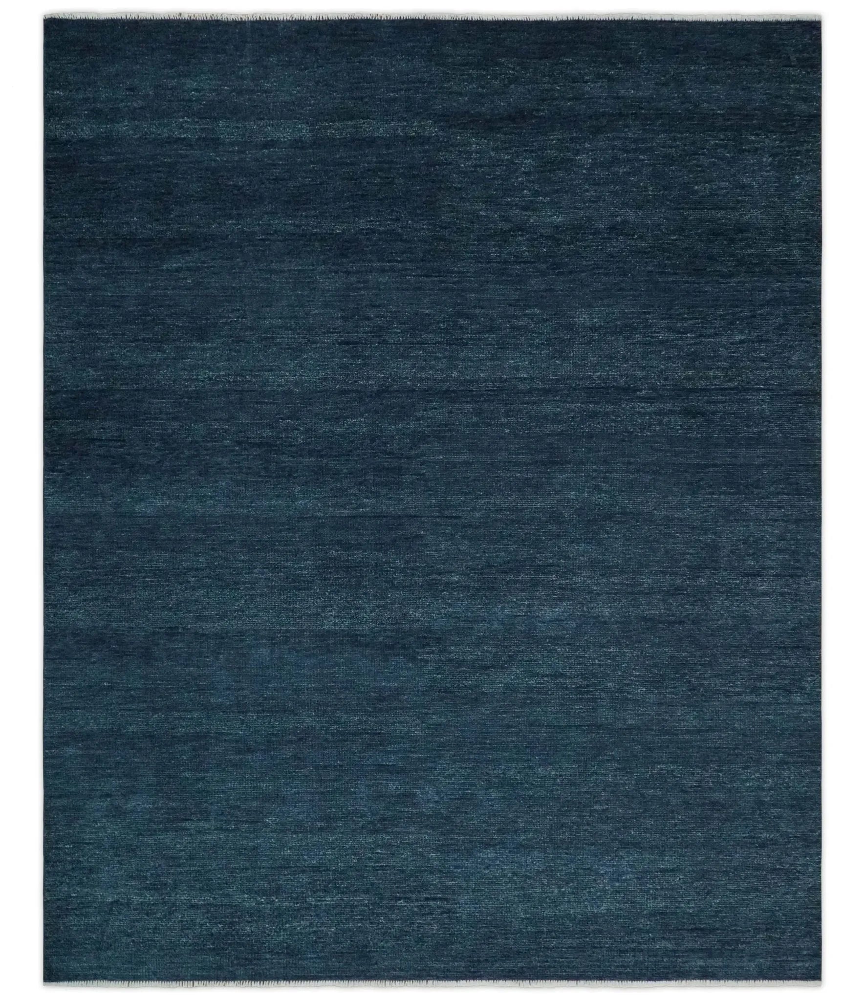 Custom Made Midnight blue Solid Hand knotted Modern wool Area Rug