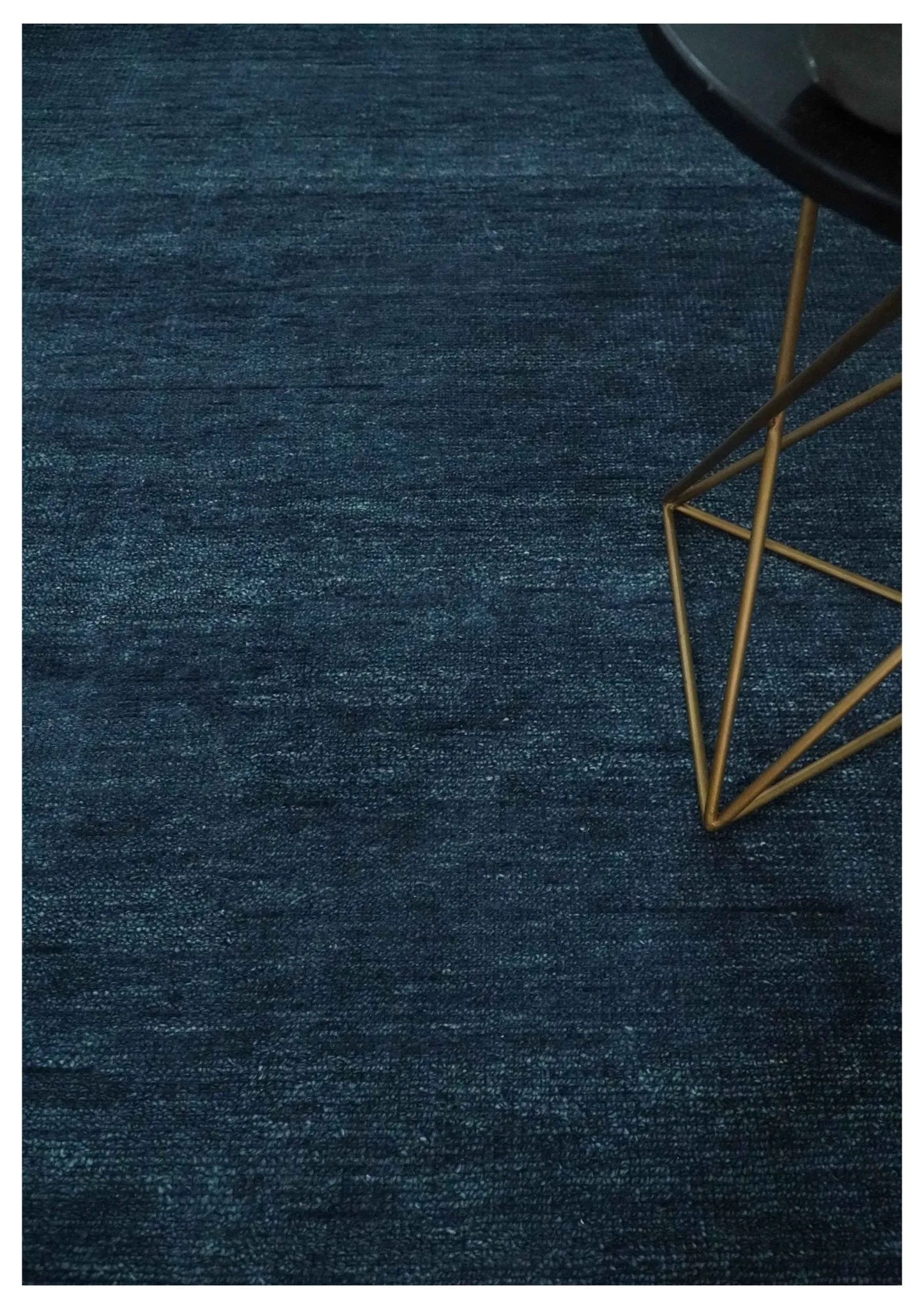 Custom Made Midnight blue Solid Hand knotted Modern wool Area Rug