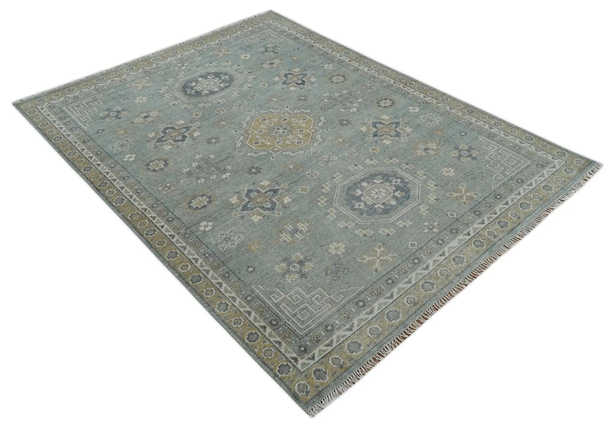 Custom Made Silver, Beige and Charcoal Traditional Hand knotted Mamluk design wool Area Rug