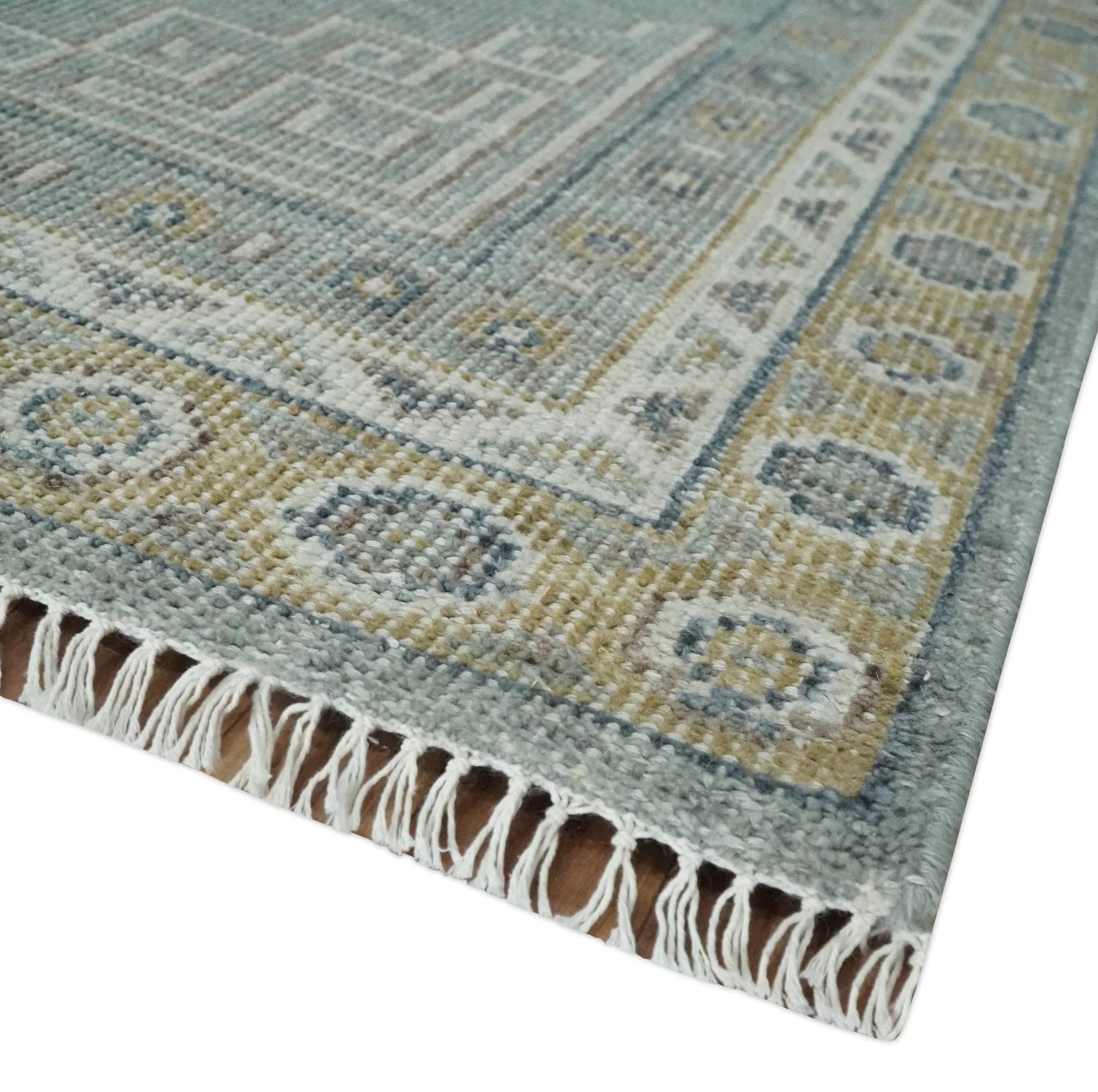 Custom Made Silver, Beige and Charcoal Traditional Hand knotted Mamluk design wool Area Rug