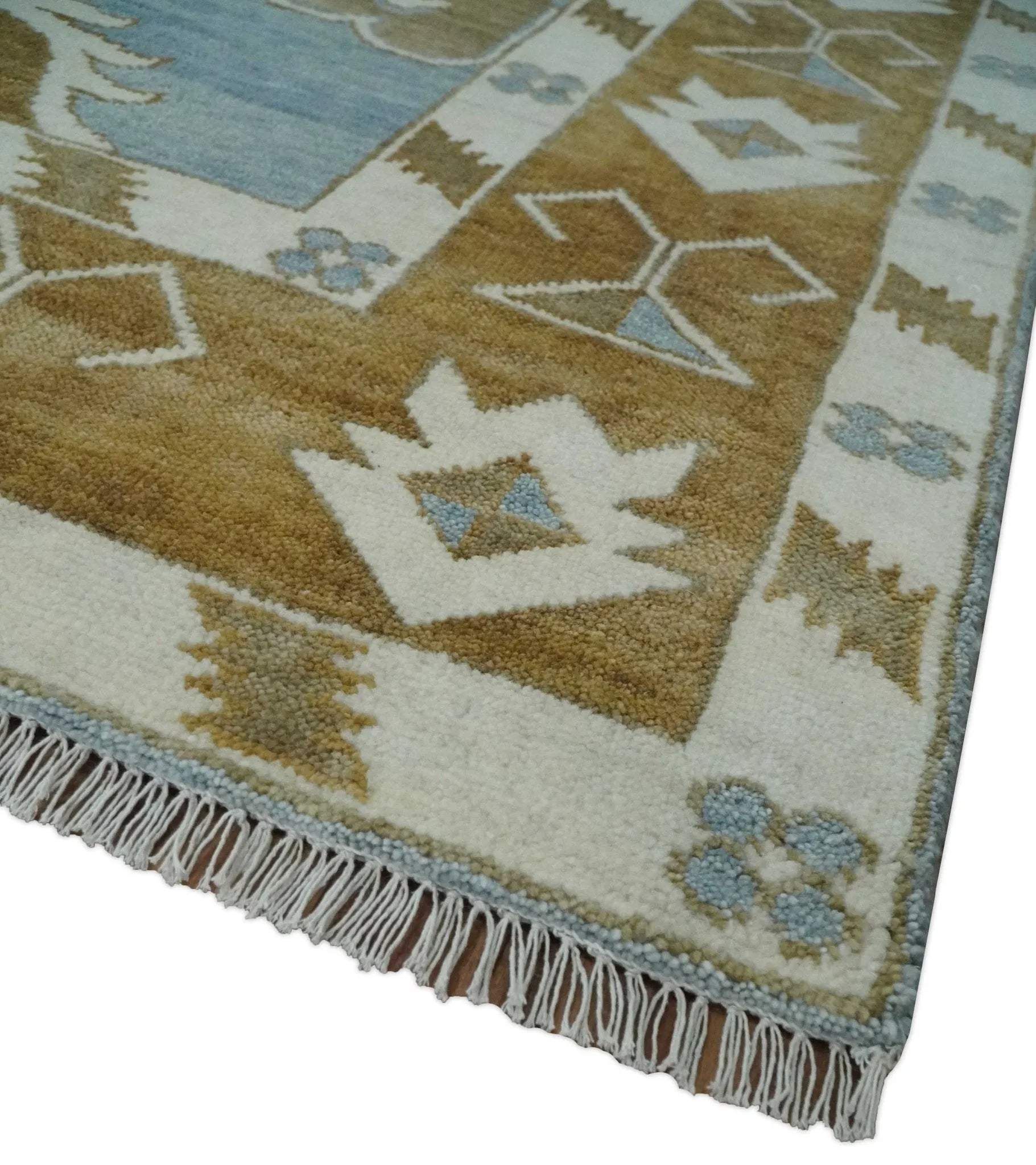 Custom Made Silver, Olive and Ivory Traditional Medallion Large Floral Design Hand knotted wool Area Rug