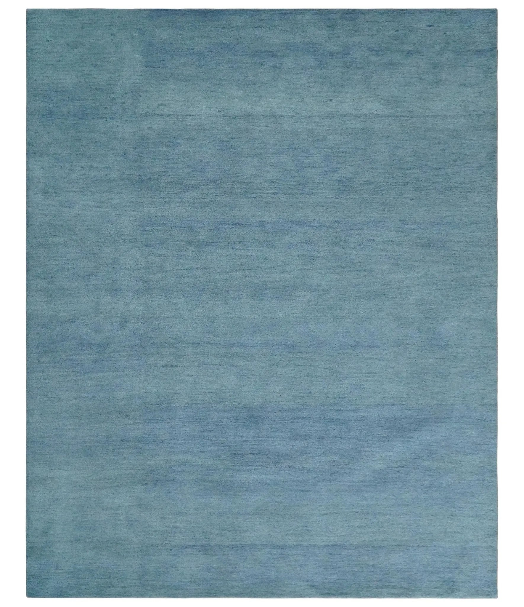 Custom Made Solid Plane Light Blue Woolen Hand Tufted wool area Rug