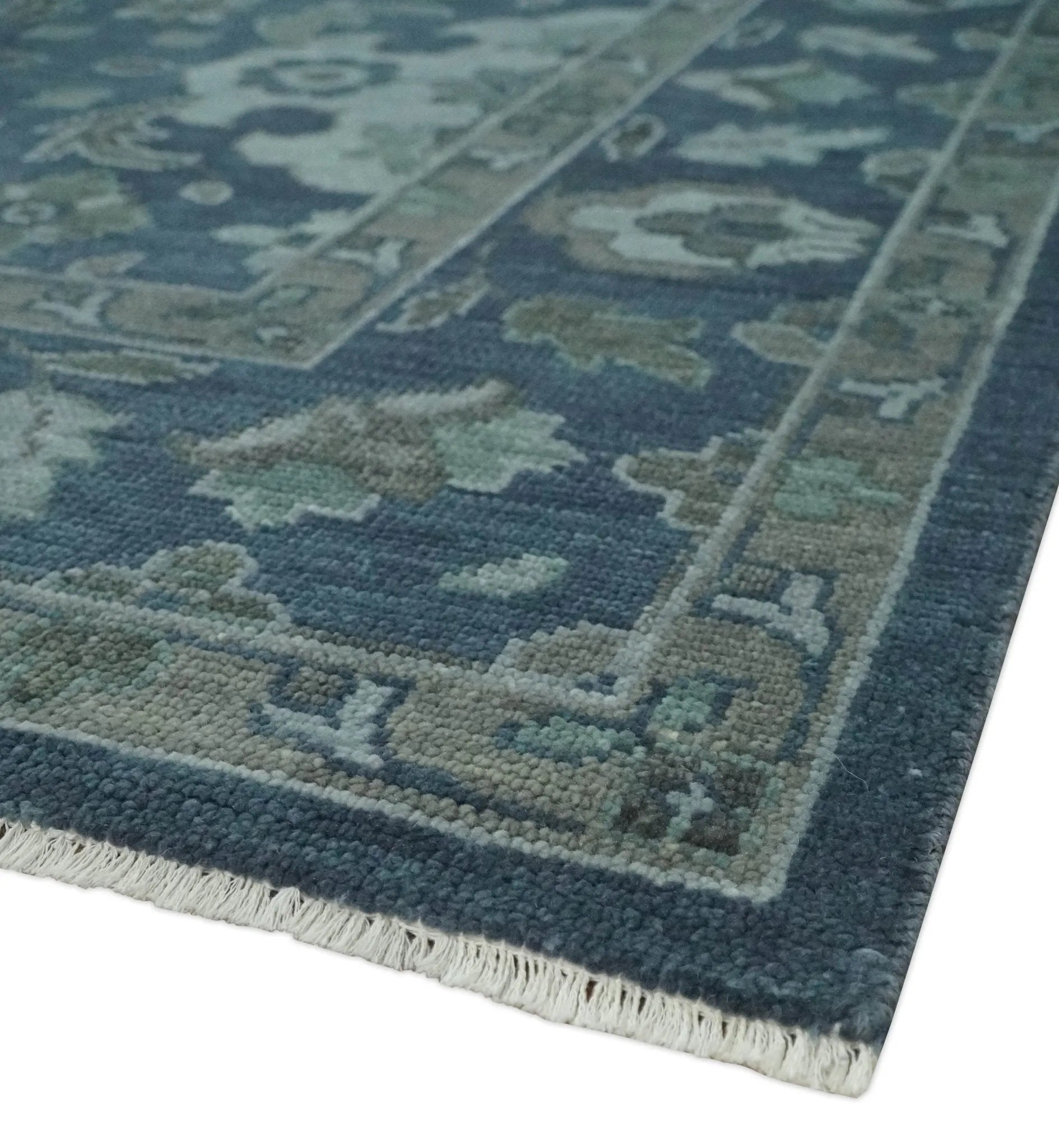 Custom Made Traditional Design Blue, Silver and Gray Hand knotted wool Area Rug