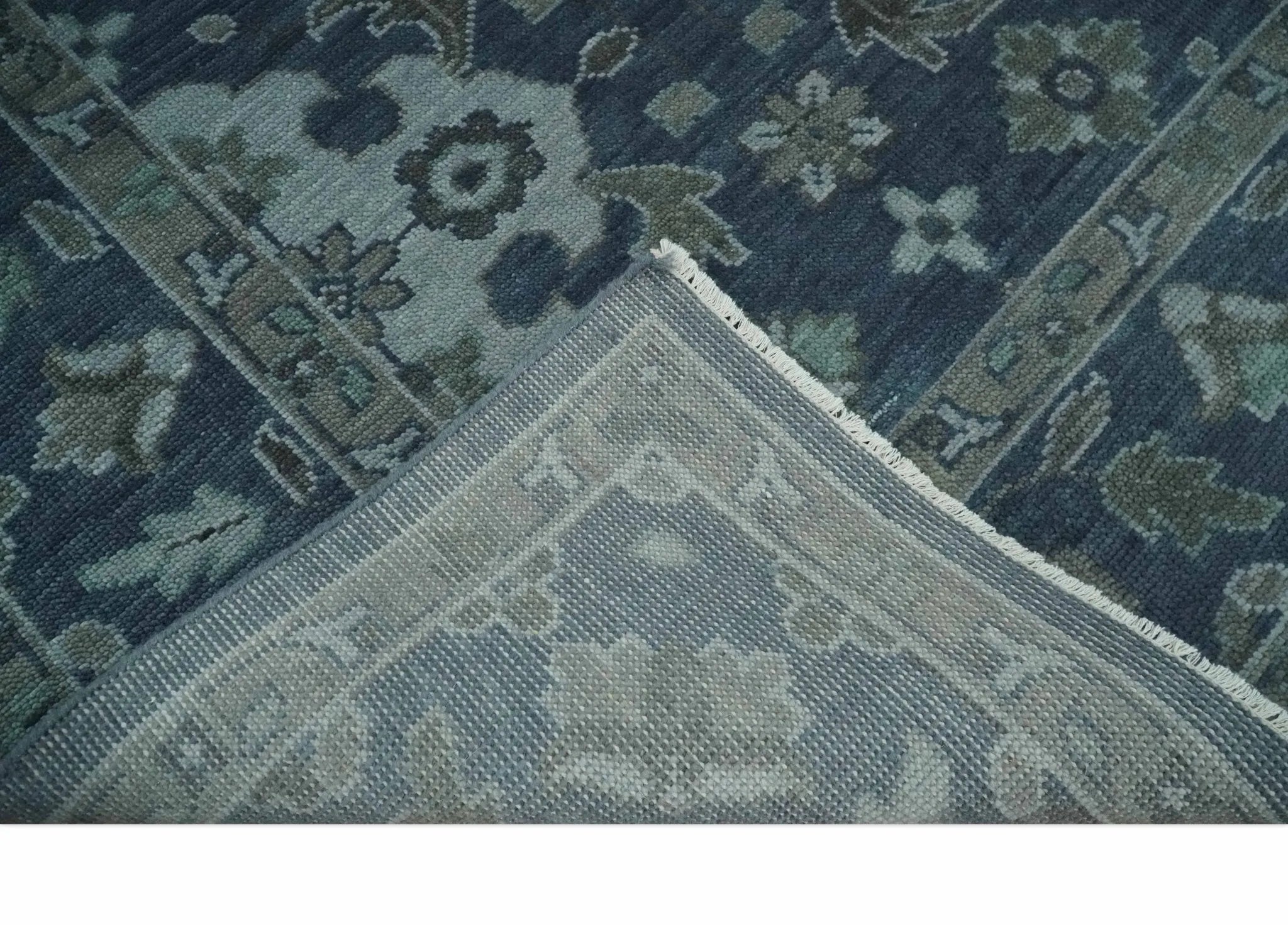 Custom Made Traditional Design Blue, Silver and Gray Hand knotted wool Area Rug