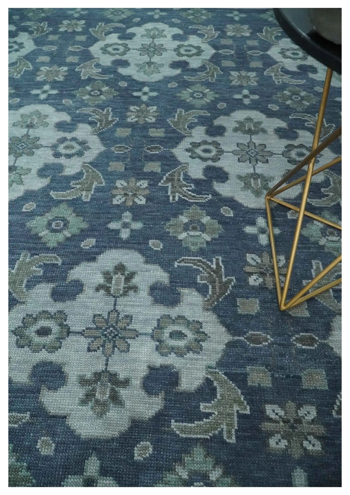 Custom Made Traditional Design Blue, Silver and Gray Hand knotted wool Area Rug