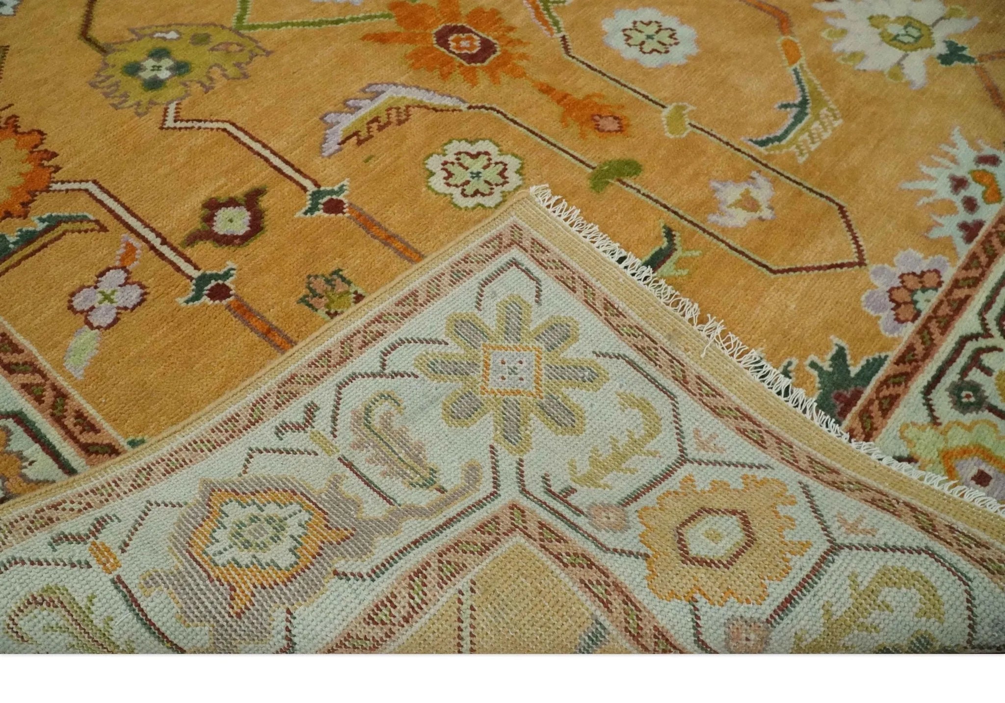 Custom Made Traditional Floral Dark Peach and Ivory Hand knotted Multi Size wool Area Rug