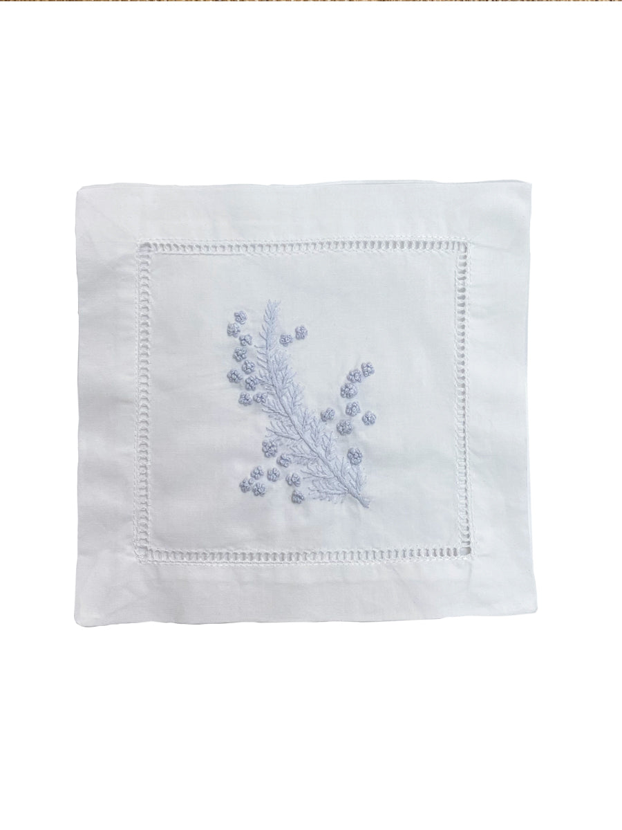 Cocktail Napkins, Fern (Misty White). Set of 4