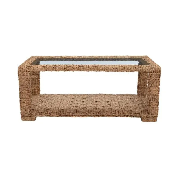 Christi Water Hyacinth Coffee Table in Natural with Wood Frame