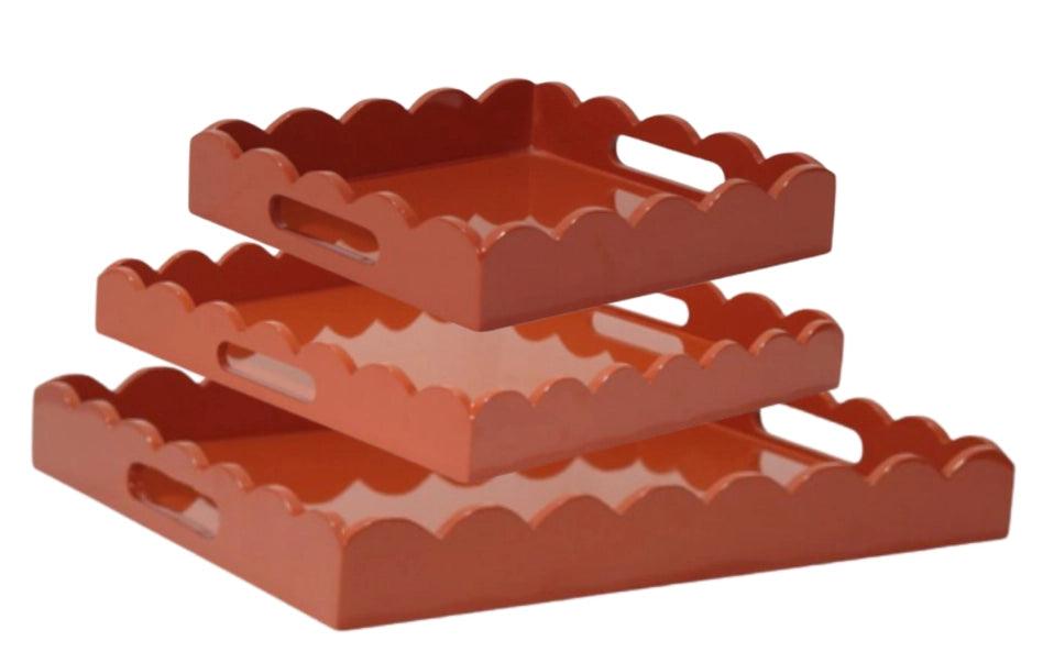 The Enchanted Home Burnt Orange High Gloss Scalloped Serving Tray - Medium