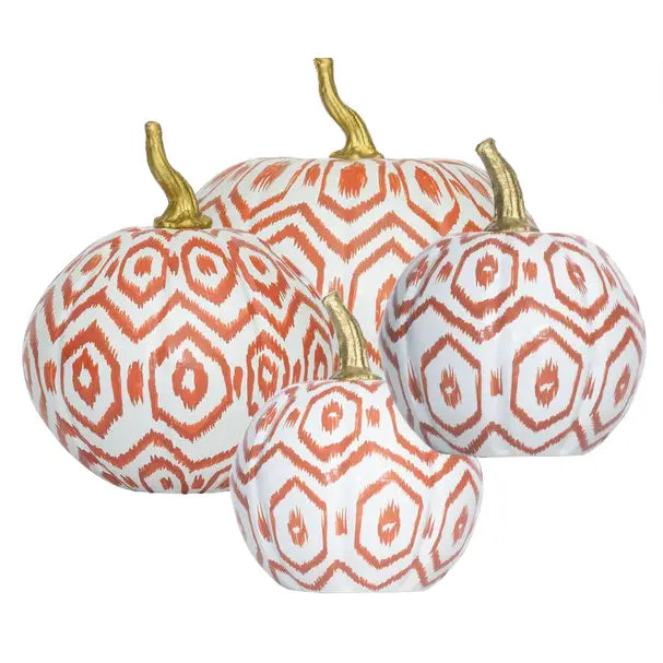 Ikat Tole Pumpkin in Rusty Red