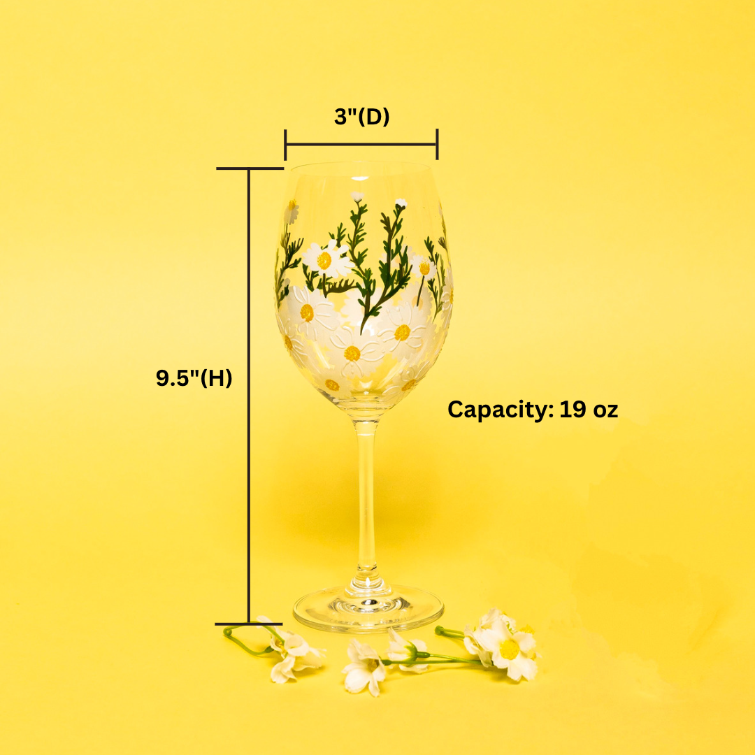 Painted Daisy Wine Glasses