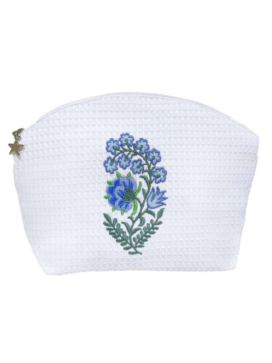 Cosmetic Bag (Medium), Fleur (Blue)