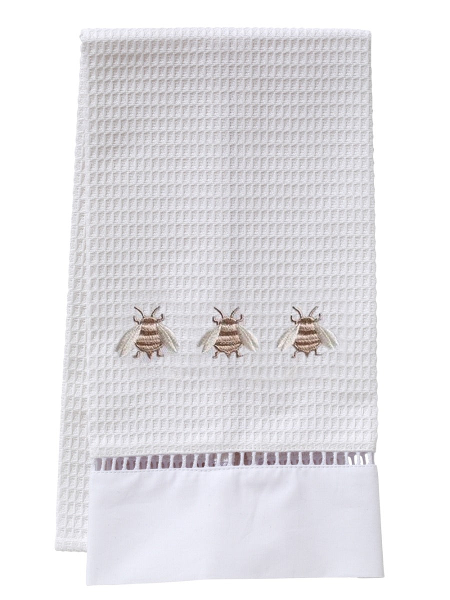 Guest Towel, Waffle Weave, Three Napoleon Bees (Beige)