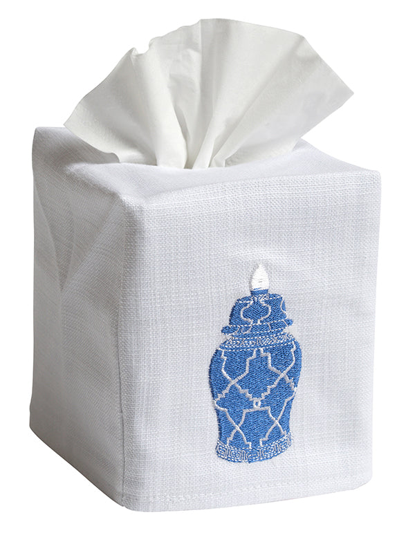 Tissue Box Cover, Ginger Jar Geometric (Blue)