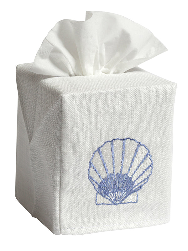 Tissue Box Cover, Scallop (Blue)