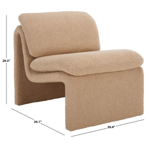 Safavieh Ainslie Boucle Accent Chair in Oatmeal with Curved Back