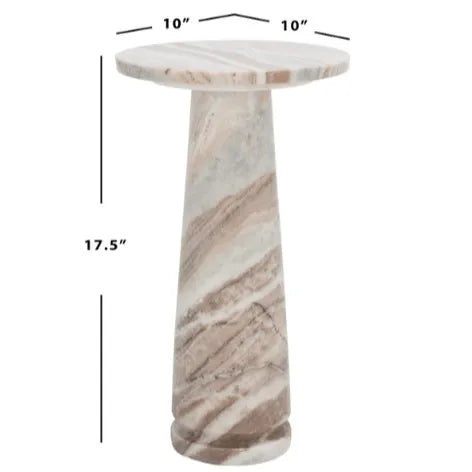 Safavieh Valentia Marble Accent Table in White/Brown