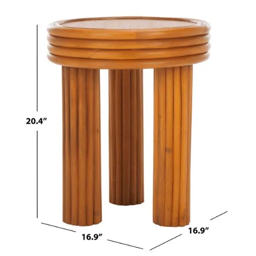 Safavieh Bayard Rattan Accent Table in Natural with Chunky Legs