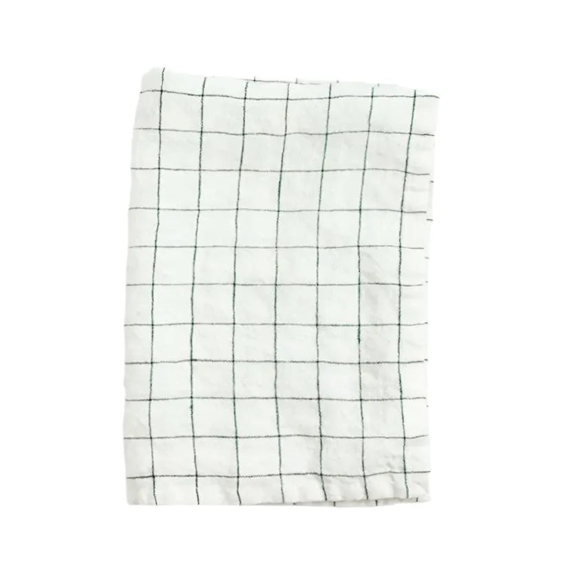 Stone Washed Linen Tea Towel - Windowpane