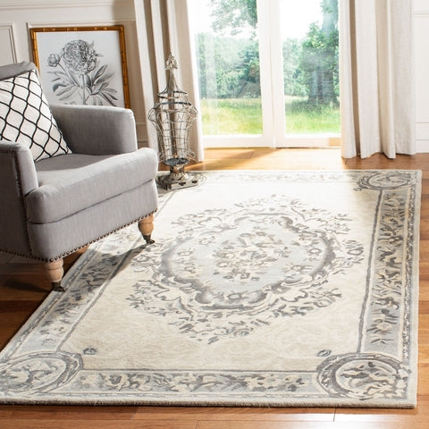 Empire Wool Rug in Beige and Light Gray