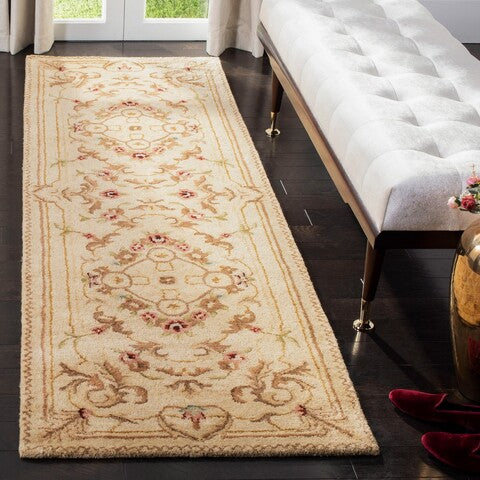 Empire Wool Rug in Beige and Light Gold