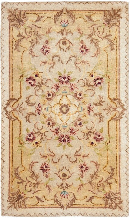 Empire Wool Rug in Beige and Light Gold