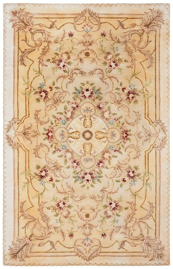 Empire Wool Rug in Beige and Light Gold