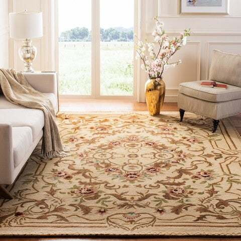 Empire Wool Rug in Beige and Light Gold