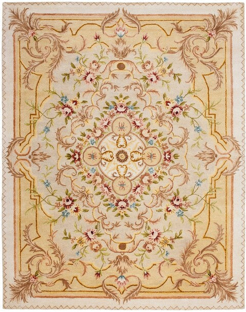 Empire Wool Rug in Beige and Light Gold