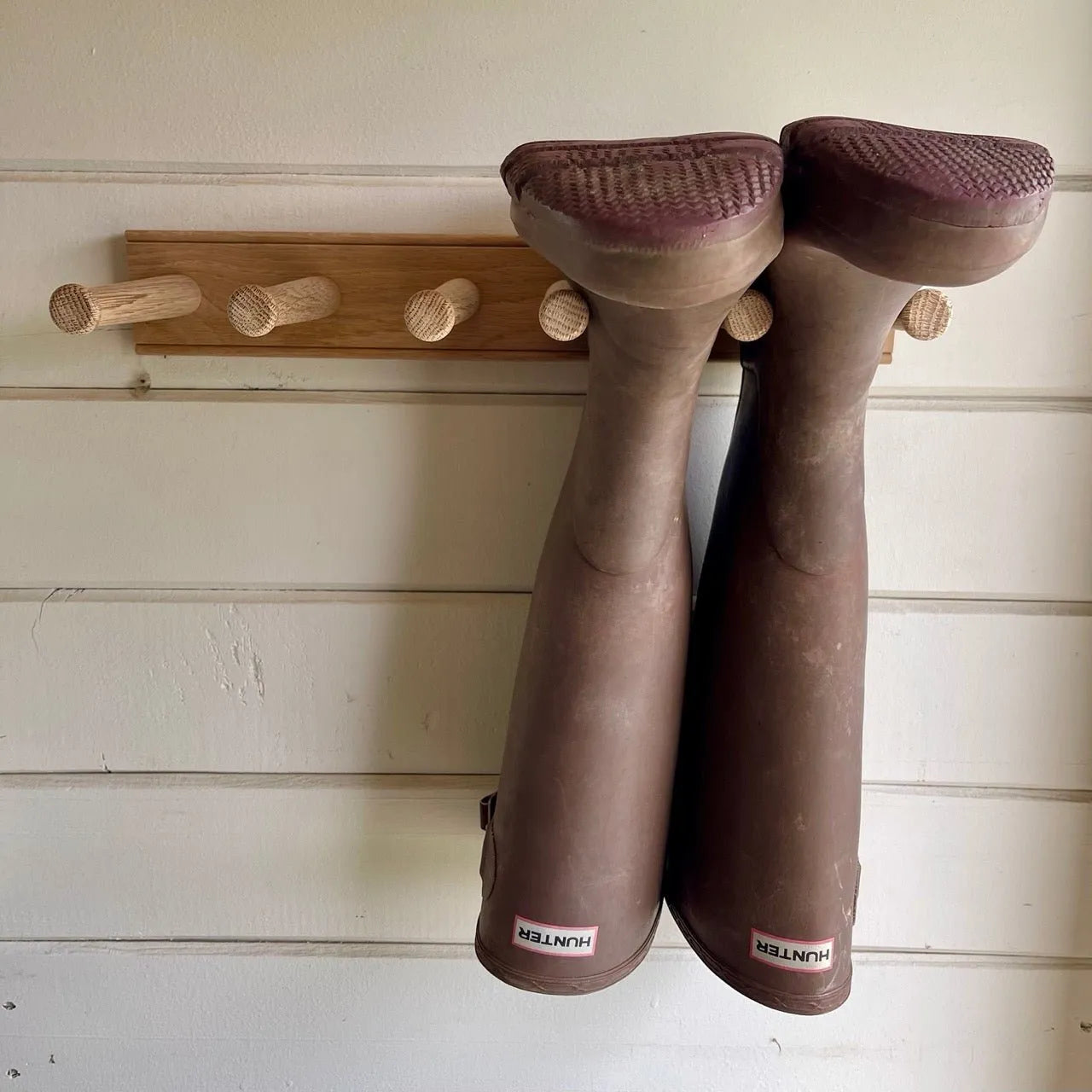 English Wellington Boot Rack - White Oak 2 Pair