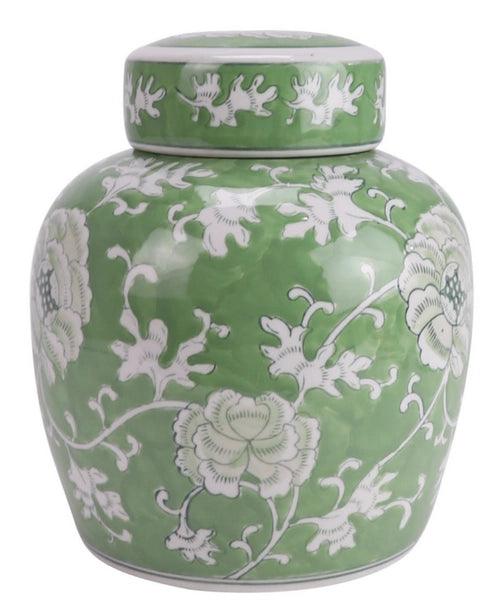 The Enchanted Home Stunning New Green Flat Top Floral Jar